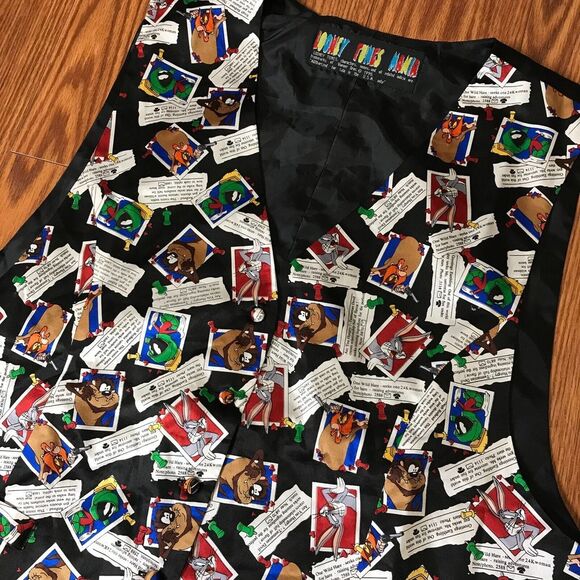 Looney Tunes Mania Mens L/XL‎ Vintage 1996 100% Silk Vest - Picture 1 of 5